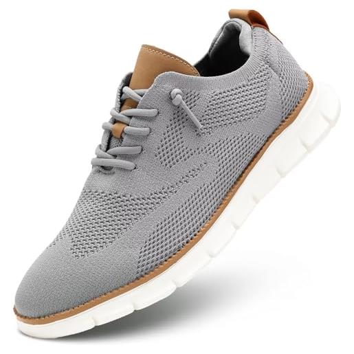 KEEZMZ scarpe da uomo oxford da uomo, in rete, casual, leggere, traspiranti, per lavoro, ufficio, comode, da passeggio, grigio, 43.5 eu