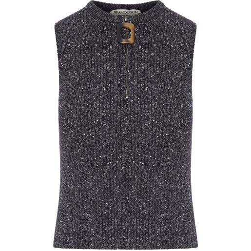 JW Anderson canotta a coste con zip - grigio