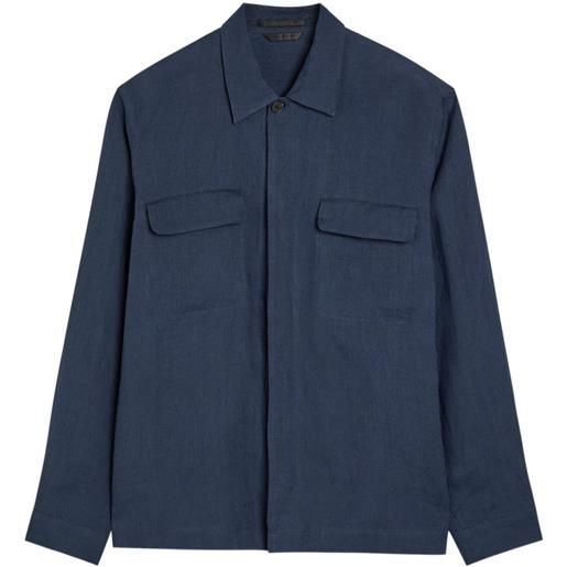 Sunspel giacca-camicia con tasche - blu