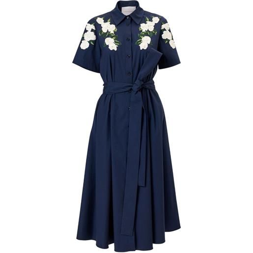 Carolina Herrera abito midi con ricamo - blu