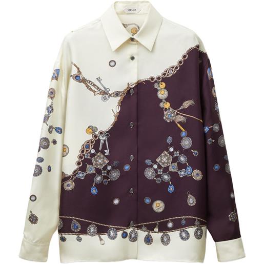 Versace camicia in twill di seta con stampa - toni neutri