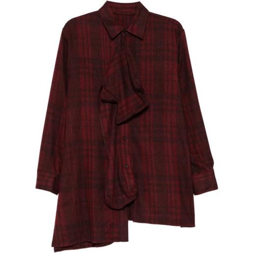 Yohji Yamamoto blusa asimmetrica a quadri - rosso