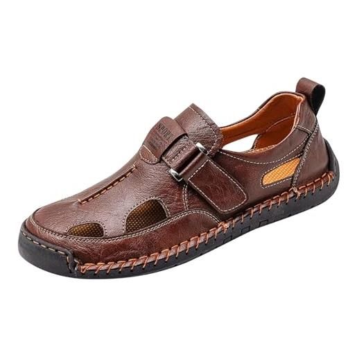 Generico sandali estivi - sandali da uomo estivi chiusi in punta, scarpe casual leggere con strappo, suola morbida antiscivolo, fori traspiranti, per mare trekking passeggio e lavoro
