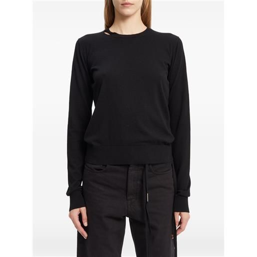 Ann Demeulemeester t-shirt a maniche lunghe con cut-out - nero