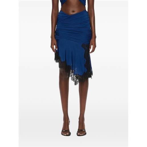 Christopher Esber gonna midi incline con bordo in pizzo - blu