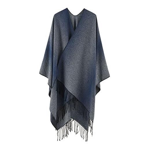 ORANDESIGNE poncho da donna invernale termica mantella scialle caldo grande sciarpa in maglia poncho mantello poncho coperta lungo cardigan cappotti regalo di natale della mamma e nero
