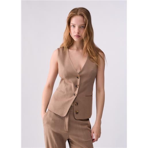 Liu jo gilet con alamari, beige