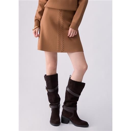 Liu jo minigonna con dettagli intrecciati, beige