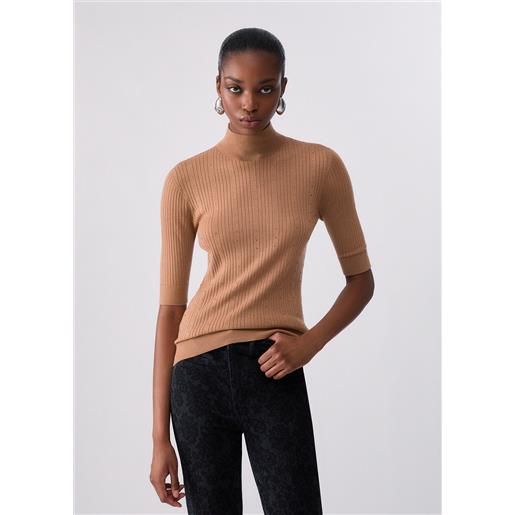 Liu jo top in lana con strass, beige