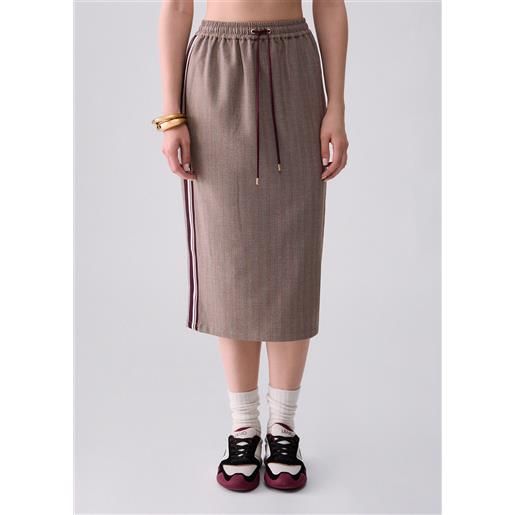 Liu jo gonna midi con tape laterale, beige