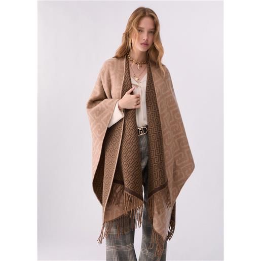 Liu jo poncho monogram jacquard, cammello