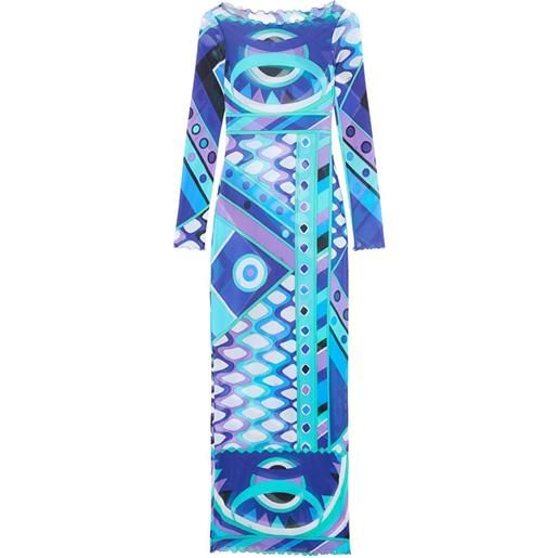 PUCCI abito da sera con stampa geometrica - blu