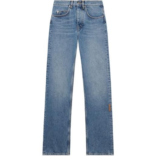 Off-White jeans dritti con applicazione logo - blu