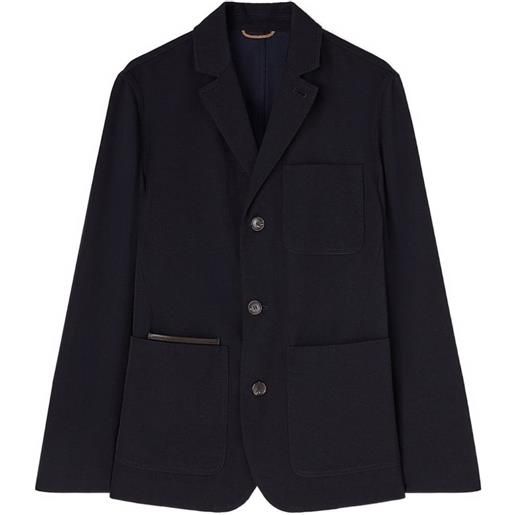 RETORI blazer monopetto in lana effetto denim - blu