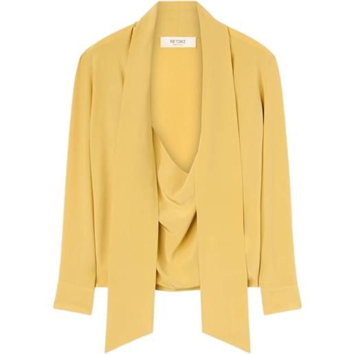 RETORI blusa in crêpe de chine con foulard - giallo