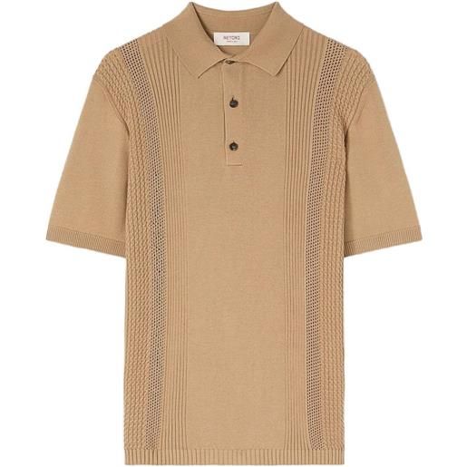 RETORI mixed-stitch knit polo shirt - toni neutri
