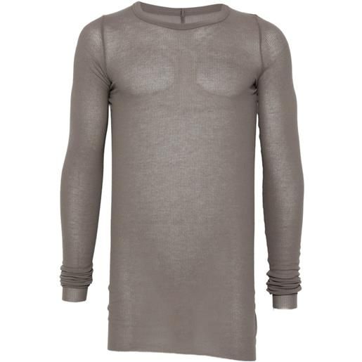 Rick Owens t-shirt a coste con maniche lunghe - grigio