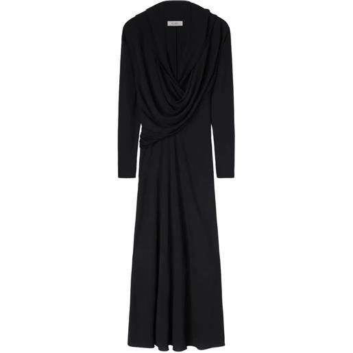 RETORI abito midi drappeggiato con cappuccio - nero