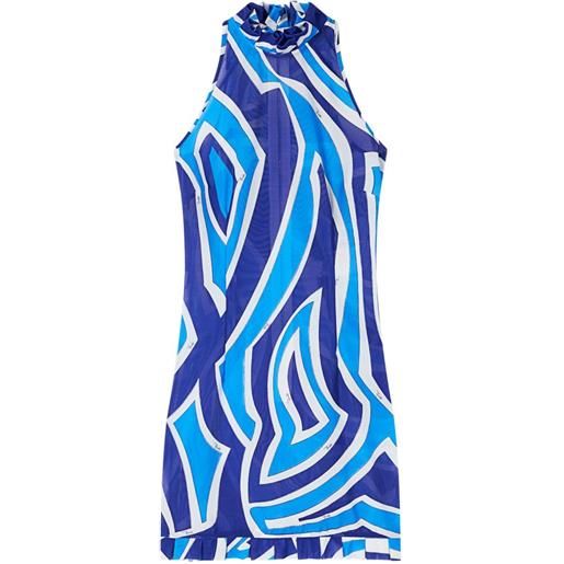 PUCCI abito con stampa labirinto e ruches - blu