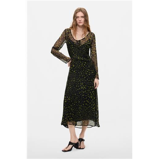 Desigual, vestito a maniche lunghe midi, donna, poliestere, nero, l