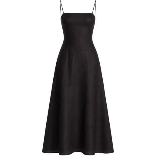 Reformation abito midi smanicato in lino - nero