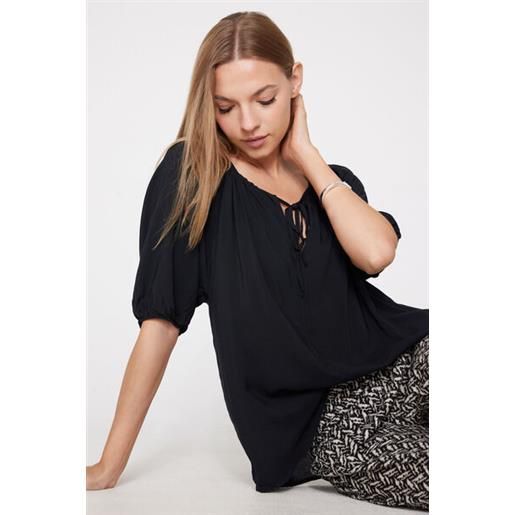 Tezenis maglia blusa manica corta in tela viscosa donna nero