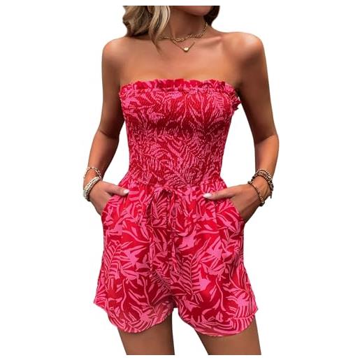 Generisch tuta corto donna boho mare estate fantasia bustier fiori senza spalline short larga 2025 trend