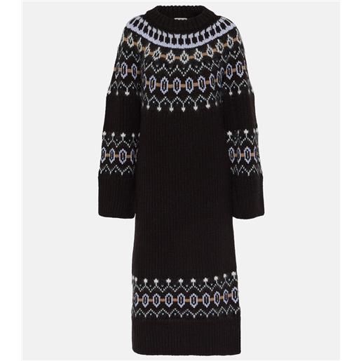 Khaite abito midi rivka fair isle in misto cashmere
