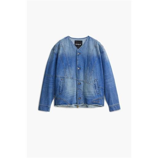 Desigual, giacca di jeans patchwork, cotone, blu, l