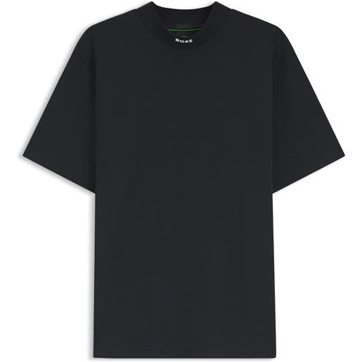 BOSS t-shirt relaxed fit in cotone elasticizzato con collo a lupetto, blu scuro