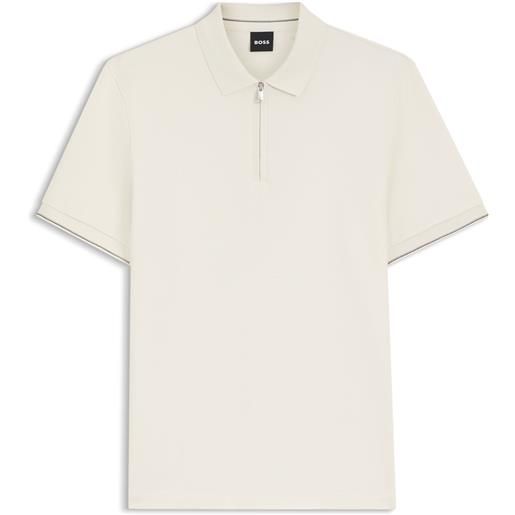 BOSS polo regular-fit con chiusura a cerniera, colore neutro