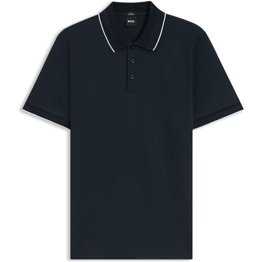 BOSS polo slim fit in cotone mercerizzato, blu scuro