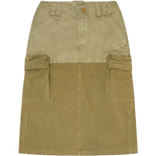 Diesel gonna midi cargo in cotone e nylon - verde