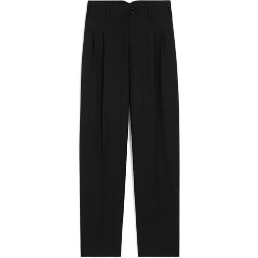 AMI Paris pantaloni in lana con due pieghe neri - nero