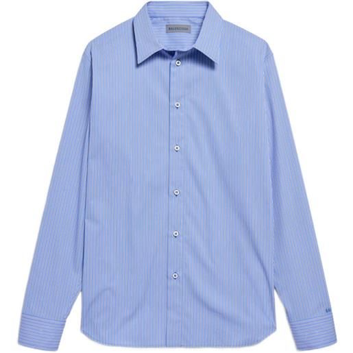 Balenciaga camicia a righe con maniche lunghe - blu