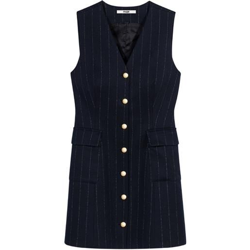Maje abito sartoriale smanicato in lurex - blu