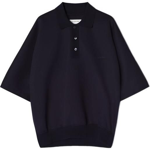 Lanvin polo con logo ricamato - blu