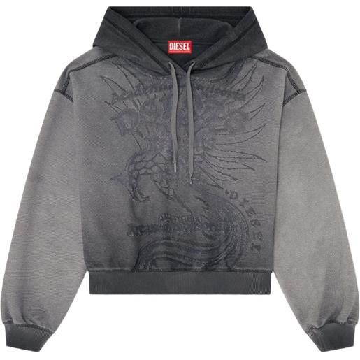 Diesel felpa con cappuccio e stampa dévoré - grigio