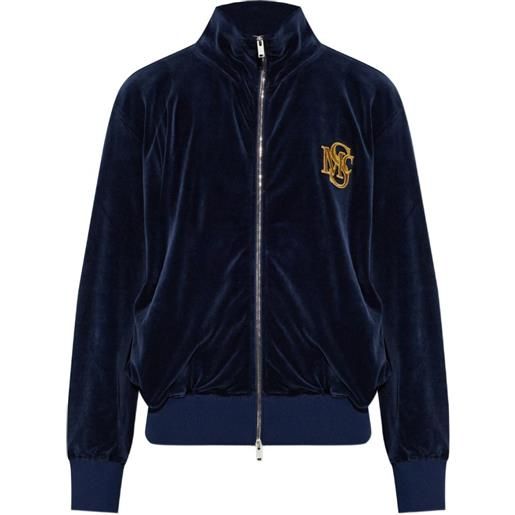 Stella McCartney felpa con logo ricamato e zip - blu