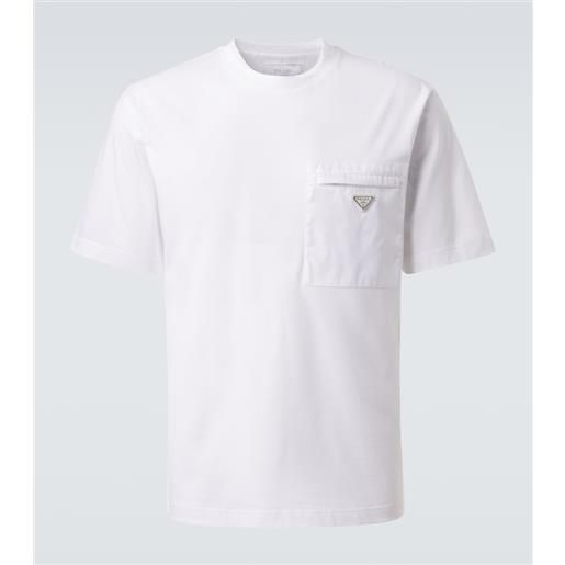 Prada t-shirt in jersey di cotone e re-nylon