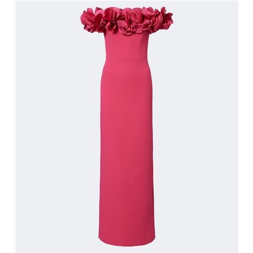 Rebecca Vallance abito lungo odetta in crêpe off-shoulder