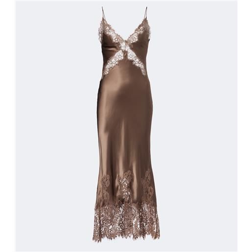 Rebecca Vallance abito sottoveste ellen in seta con pizzo