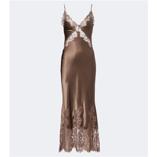 Rebecca Vallance abito sottoveste ellen in seta con pizzo