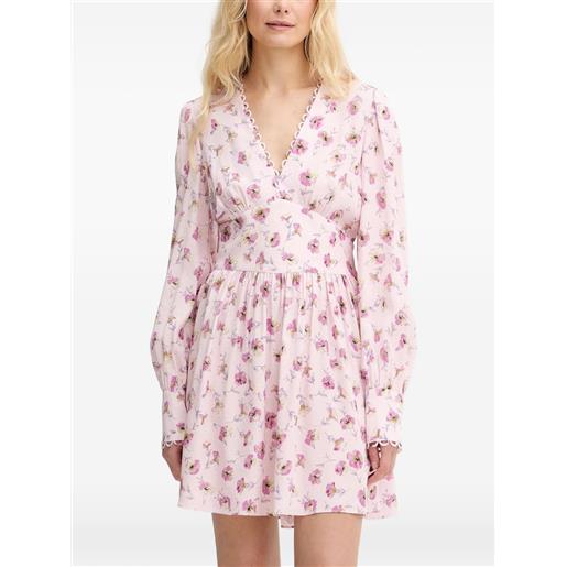TWINSET abito a fiori con orlo a smerlo - rosa