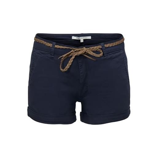 ONLY onlevelyn reg-pantaloncini chino pnt noos, blu, 50 donna