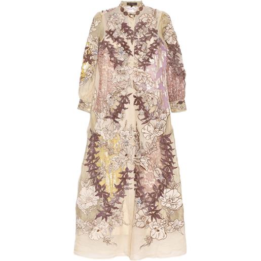Biyan chemisier in chiffon con ricamo in velluto - toni neutri