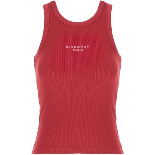 Givenchy canotta aderente in cotone con stampa Givenchy paris - rosa