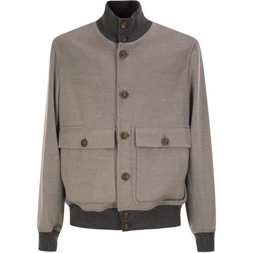 Brunello Cucinelli bomber a collo alto - grigio