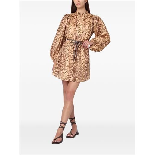 ZIMMERMANN abito corto leopardato con cintura - toni neutri