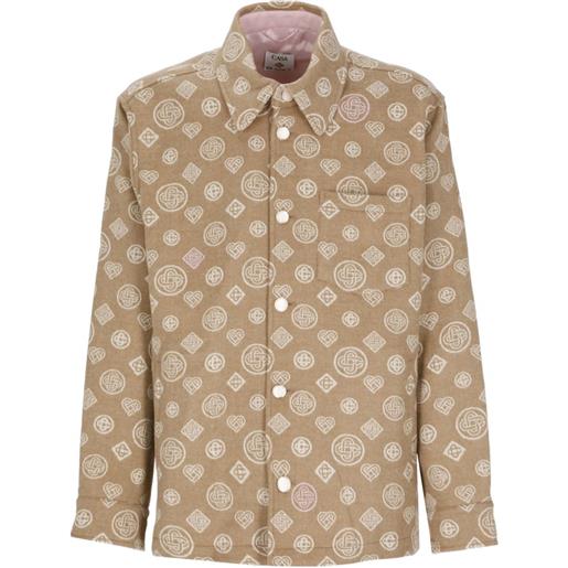 Casablanca giacca-camicia in lana con monogramma - toni neutri